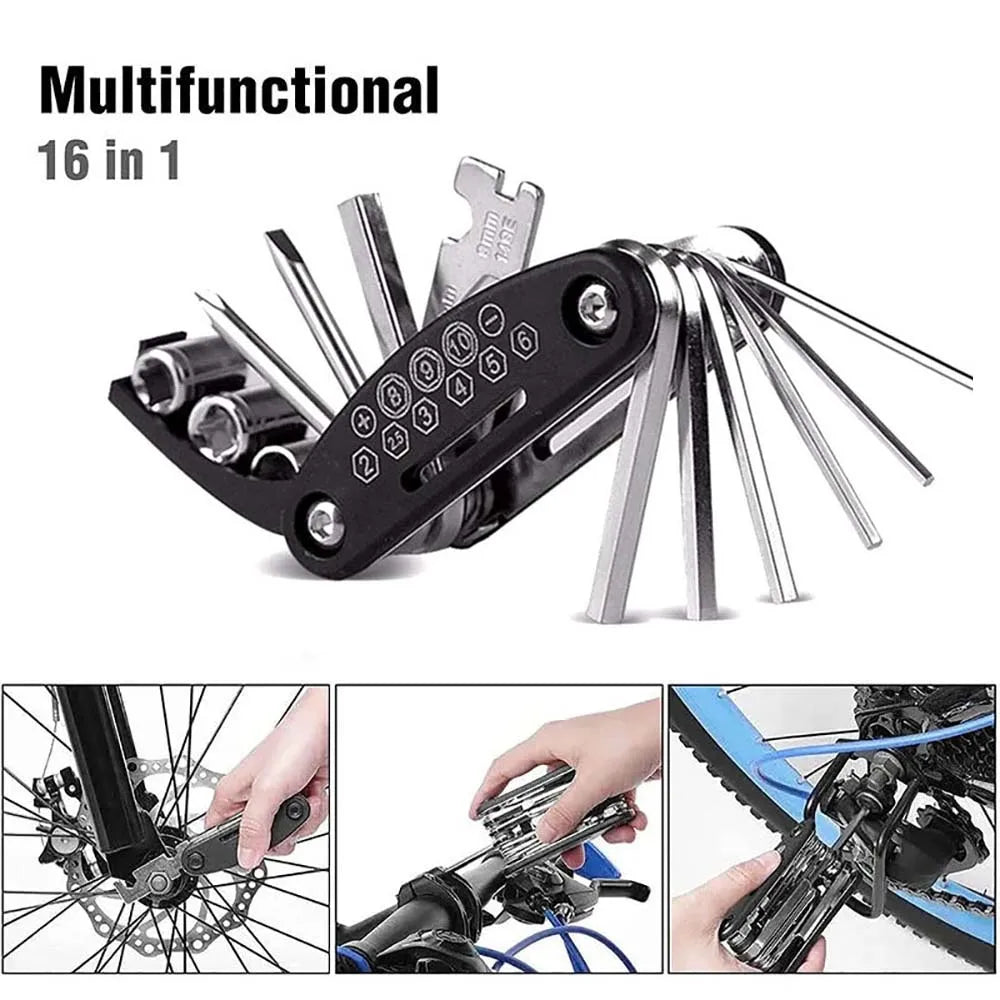 16-in-1 Compact Bicycle Multi-Tool – Portable Repair Kit for Bikes, Motorcycles & Outdoor Gear Maintenance